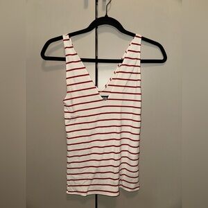 Reformation Red and White Striped V-Neck Tank Top size Small
